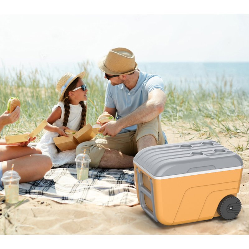 EDA koelbox NOMADE, rijdbaar, lichtgrijs/grijs, 52 liter